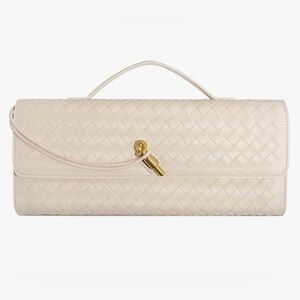 Woven Clutch Purses Women, Formal Satchel Leather Evening Bag Shoulder Handbag